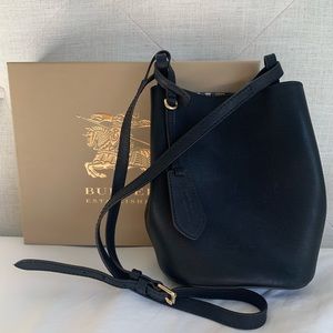 Gently used black Burberry bucket crossbody purse